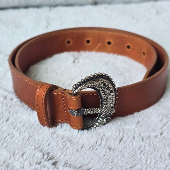 COPY - Sezane women's cow leather fine louve belt natural heritage T 75 - Picture 2 of 7